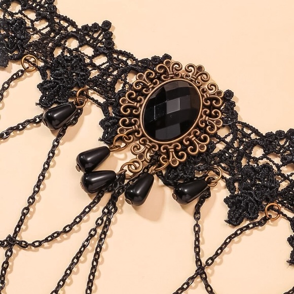 🔵𝟲𝟱%𝗢𝗙𝗙 𝗯𝘂𝗻𝗱𝗹𝗲𝘀 𝟯+🔵 NEW Black Lace Vintage Filigree Choker - Picture 9 of 14